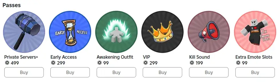 The Strongest Battlegrounds gamepasses